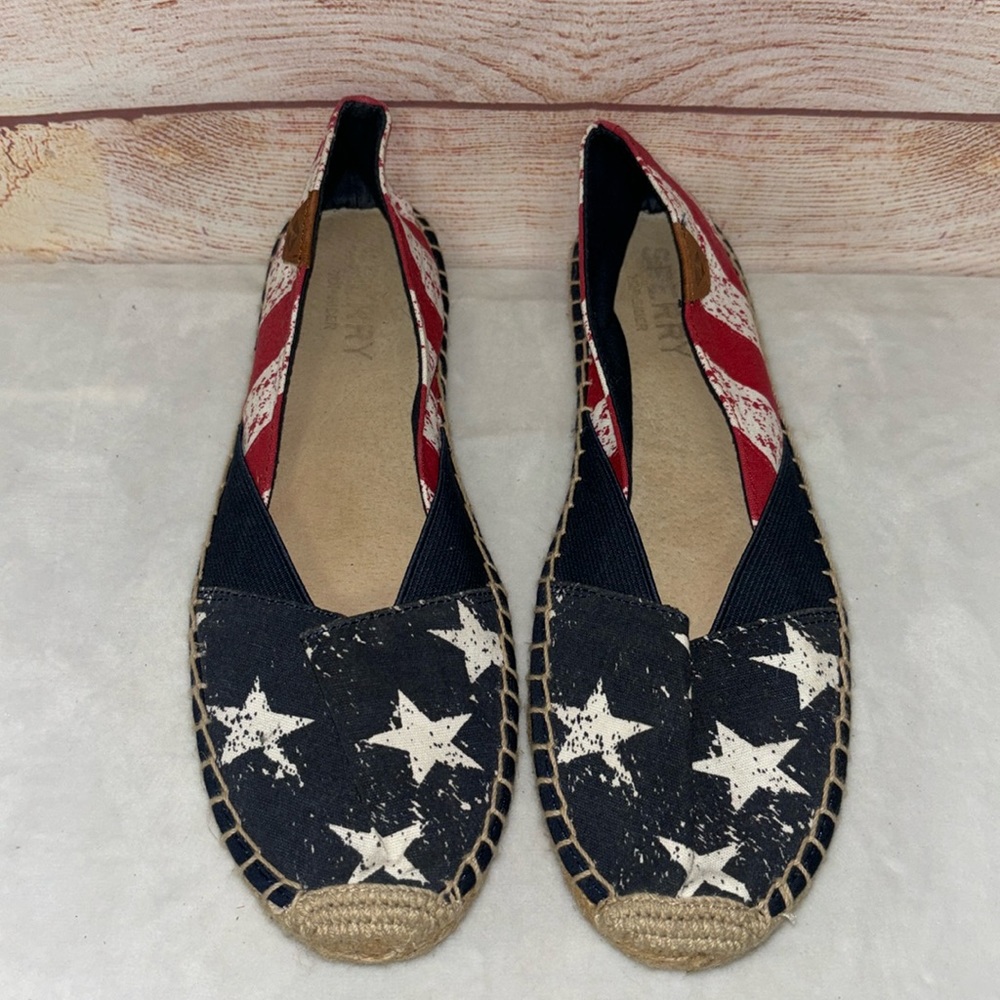 Sperry Women’s Red, White & Blue Star Canvas Espadrille Flats